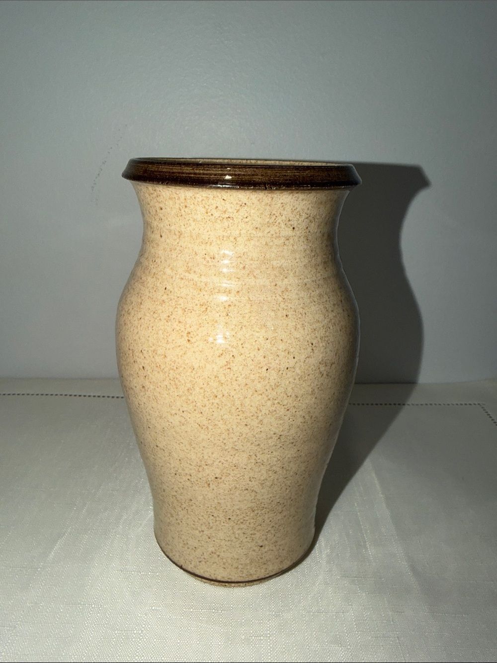 Handmade Pottery Vase Speckled Tan Brown - Picture 3 of 5